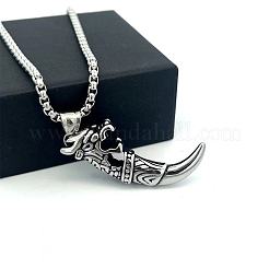 Vintage 304 Stainless Steel Wolf Tooth Shaped Pendant Necklaces for Men&nbsp;CG2118