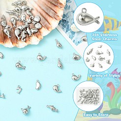 40Pcs 10 Style Ocean Theme 304 Stainless Steel Charms&nbsp;STAS-CJ0002-76