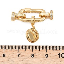 Flat Round Brass Micro Pave Cubic Zirconia Fold Over Clasps&nbsp;KK-U059-62G