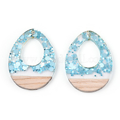 Transparent Resin & White Wood Pendants&nbsp;RESI-N039-49
