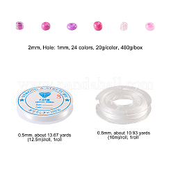 480g 24 Colors Glass Round Seed Beads&nbsp;SEED-CJ0001-12