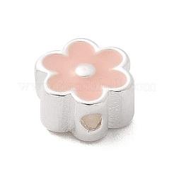 925スターリングシルバービーズ  ドロップグルーフラワー  銀  ダークサーモン  6x5.5x3mm  穴：1mm&nbsp;STER-D300-03S-02