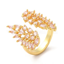 Cubic Zirconia Wing Open Cuff Rings&nbsp;RJEW-Q167-01G-01