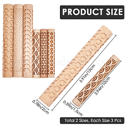 木製の麺棒  DIYポリマークレイツール  混合図形  100x15~20mm  6スタイル  1個/スタイル  6pc&nbsp;DIY-CN0003-13C