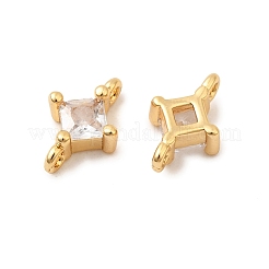Brass Pave Clear Cubic Zirconia Connector Charms&nbsp;KK-P340-07A-G