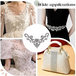 ホットラインストーン  パッチに真鍮  結婚式のテーマのドレスシューズの衣服の装飾のため  花  クリスタル  200x143x4.5mm&nbsp;DIY-WH0257-48