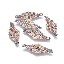 MIYUKI＆TOHO手作り日本のシードビーズリンク  織機模様  菱形  カラフル  32.5~33x12.6~13x1.7~1.8mm  穴：1.2~1.4mm&nbsp;SEED-E004-I13