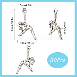 チベット風アロイペンダント80個  体操選手  アンティークシルバー  26x13x2.5mm  穴：1.5mm&nbsp;PALLOY-SC0004-27