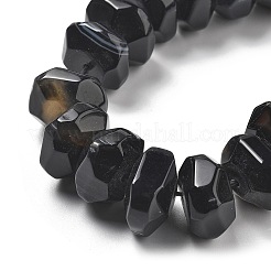 天然石黒瑪瑙ビーズ連売り  染め＆加熱  多面カット  ロンデル  15~17x15~17x9~11mm  穴：1.2mm  約19~21個/連  6.89''~7.48''（17.5~19センチメートル）&nbsp;G-K392-A18