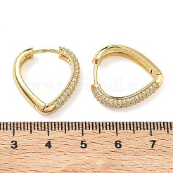 ブラスマイクロパヴェクリアキュービックジルコニアフープピアス  ハート  18KGP本金メッキ  21.5x19.5x5mm&nbsp;EJEW-C182-07F-G