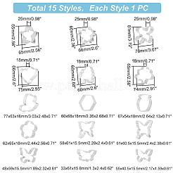15個 15スタイル 430ステンレススチールクッキーカッター  クッキー型  DIYビスケットベーキングツール  蝶  花  ミツバチ  ステンレス鋼色  33~81x40.5~78x15.5~25mm  1個/スタイル&nbsp;DIY-PH0010-18