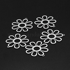 変色しない201ステンレススチールペンダント  レーザー切断  中空  花  ステンレス鋼色  32x30x1mm  穴：1.6mm&nbsp;STAS-R111-JA680