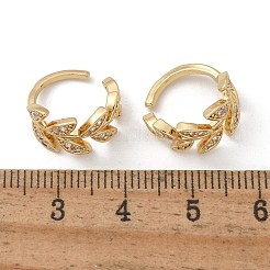 Brass Micro Pave Clear Cubic Zirconia Cuff Earrings&nbsp;EJEW-I249-11G