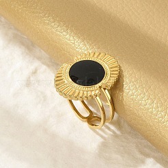 Oval 304 Stainless Steel Enamel Open Cuff Rings for Women&nbsp;LS-RJEW-G338-17G-02
