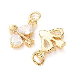 Brass Micro Pave Clear Cubic Zirconia Charms&nbsp;CU-E003-14G-B