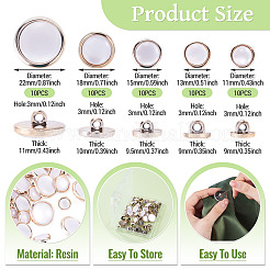 5種類のプラスチックシャンクボタン50個  フラットラウンド  1穴  ゴールド  11~22x9~11mm  穴：3mm  10個/スタイル&nbsp;BUTT-TA0001-63