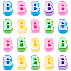 UVメッキ不透明アクリルヨーロピアンビーズ20個  大きな穴の開いた虹色のビーズ  ミックスカラー  文字B  20.5x15x13.5mm  穴：6mm&nbsp;OACR-TADJ0001-16B