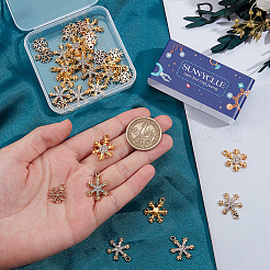 36pcs3スタイルアロイラインストーンペンダント  スノーフレークチャーム  ゴールドカラー  16~21.5x13~16.5x2~3mm  穴：1.8~2mm  12個/スタイル&nbsp;FIND-SC0020-07