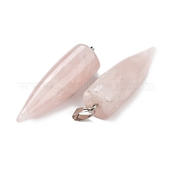 天然ローズクォーツは、ペンダントを指摘  プラチナ真鍮パーツ  弾丸  32~35x10~11mm  穴：7mm&nbsp;G-D040-01P-B09