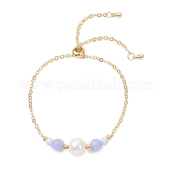 Natural Blue Lace Agate Beads Link Bracelets&nbsp;BJEW-JB13087-03
