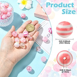 透明&不透明アクリルビーズ100個。  ラウンド  ミックスカラー  15.5~16x14~16mm  穴：2~3mm&nbsp;SACR-CJ0001-85