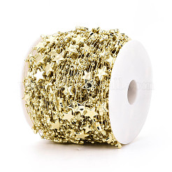 塗装されたプラスチック製のボールとスターチェーン  ゴールドカラー  12x12.5x4mm  約196.85フィート（60m）/ロール&nbsp;KY-WH0054-03
