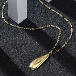 304 Stainless Steel Teardrop Pendant Cable Chain Necklaces for Women&nbsp;NJEW-A038-01G