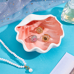 Shell Shaped Porcelain Jewelry Storage Trays for Rings&nbsp;AJEW-WH0077-077