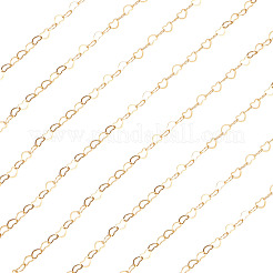 真鍮リンクチェーン  溶接されていない  カード用紙付き  24KGP本金メッキ  ハート：3.5x5x0.4mm  3メートル/セット&nbsp;CHC-TA0001-40A