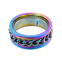 201 Stainless Steel Curb Chain Finger Ring for Women&nbsp;RJEW-N043-30M