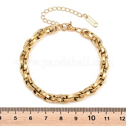 女性用304ステンレススチールリンクチェーンブレスレット  オーバル  ゴールドカラー  7.05インチ（17.9cm）&nbsp;BJEW-A161-01A-G