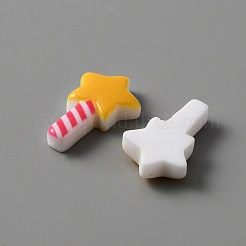 オペーク樹脂カボション  スターマジックワンド  ゴールド  21x14x5.5mm&nbsp;RESI-WH0021-42B