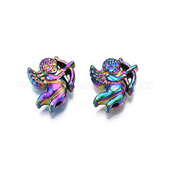 ラックメッキレインボーカラーアロイビーズ  カドミウムフリー＆ニッケルフリー＆鉛フリー  キューピッド  12x10.5x3.5mm  穴：1.5mm&nbsp;PALLOY-S180-330