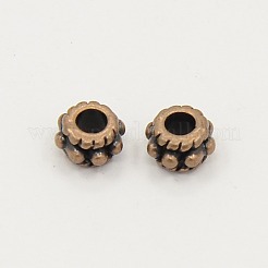 チベットスタイルの花のスペーサービーズ  カドミウムフリー＆鉛フリー  ミックスカラー  5x3mm  穴：2mm  約1020個/200g&nbsp;TIBEB-X0001-RS