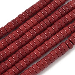 染色された天然マグネサイトビーズ連売り  ディスク  ヒシビーズ  暗赤色  6x3mm  穴：1mm  約136個/連  15.63~15.75''（39.7~40センチメートル）&nbsp;G-M448-F01-04