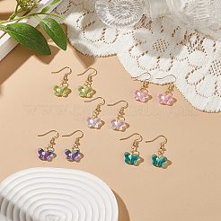 5 Pairs 5 Color Glass Butterfly Dangle Earrings&nbsp;EJEW-JE05099