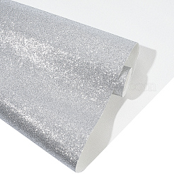 グリッター PVC レザー生地  靴バッグ縫製パッチワークdiyクラフトアップリケ  銀  1370x300x0.5mm&nbsp;DIY-WH20011-59C