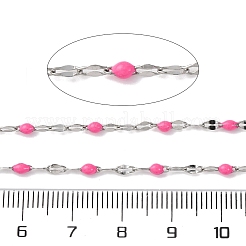 304ステンレススチールダップチェーン  スプールで  エナメル  ハンダ付け  ステンレス鋼色  蘭  4~10x2x0.4~2mm  約32.8フィート（10m）/ロール&nbsp;CHS-F002-A06-P