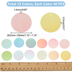 12袋 12色 ABカラー PVC スパンコール/スパンコールペンダント  フラットラウンド  ミックスカラー  28.5~29x0.2mm  穴：1.4mm  約40個/袋  1袋/色&nbsp;PVC-WR0001-01