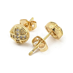 真鍮製マイクロパヴェキュービックジルコニアスタッドピアス  クロス  18KGP本金メッキ  7.5mm&nbsp;EJEW-P261-40G