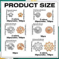 600個 12スタイル CCB プラスチックビーズキャップ  ミックスカラー  6~13.5x1.5~7.5mm  穴：1.2~2mm  50個/スタイル&nbsp;FIND-UN0009-97