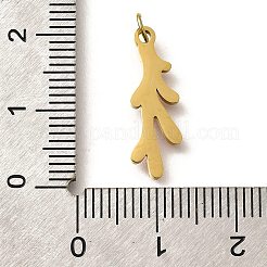 304ステンレススチールエナメルペンダント  丸カン付き  枝チャーム  18KGP本金メッキ  イオンプレーティング（ip）  レッド  19.5x7x1.5mm  穴：2.5mm&nbsp;STAS-R153-06G-02
