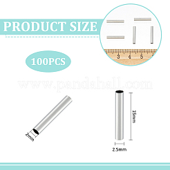 304ステンレスチューブビーズ  ステンレス鋼色  15x2.5mm  穴：2mm  100個/箱&nbsp;STAS-UN0052-26