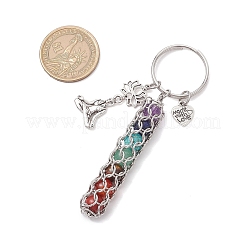 Yoga Natural Amethyst & Carnelian & Red Jasper & Green Aventurine & Tiger Eye & Synthetic Turquoise Keychains&nbsp;KEYC-JKC01221-02