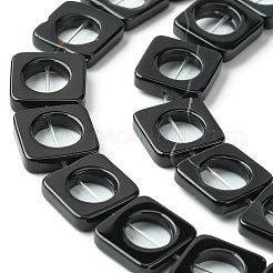 ナチュラルブラックオニキスビーズ連売り  染め＆加熱  正方形と中空の円形  12x12x3mm  穴：0.8mm  約33個/連  15.63~15.75''（39.7~40センチメートル）&nbsp;G-D067-F01