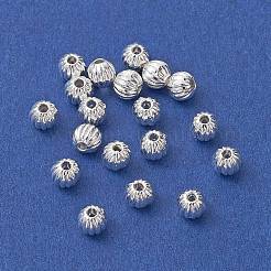 合金のスペーサービーズ  長持ちメッキ  カボチャのビーズ  銀  4mm  穴：1mm&nbsp;FIND-B029-24S