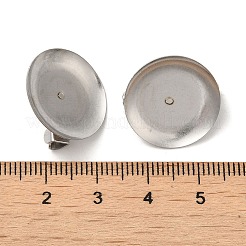変色しない316ステンレススチール製ブローチ金具  フラットラウンド  ステンレス鋼色  19x7mm  トレイ：18.5mm&nbsp;STAS-B050-01A-P