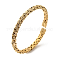 304ステンレススチールワイヤーラップカフバングル  ゴールドカラー  内径：2-1/8インチ（5.5cm）&nbsp;BJEW-E079-02G