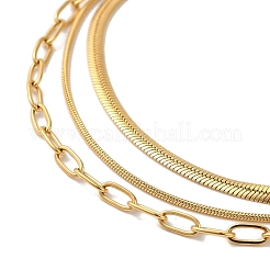 Stainless Steel Chains Three Layers Necklaces&nbsp;NJEW-D054-01A-01G