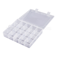 長方形のプラスチックビーズ保存容器  20のコンパートメント  ホワイト  16.5x20.5x3.7cm&nbsp;CON-Q024-15
